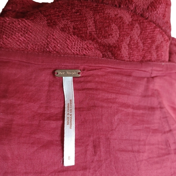 Free People Red Aline Skater Skirt Velvet Size 8 - Picture 8 of 8